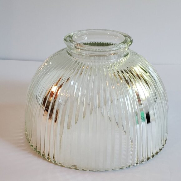 Vintage Holophane Bell Shaped Lamp Light Shade Clear Glass Ribbed Pattern - Picture 2 of 8